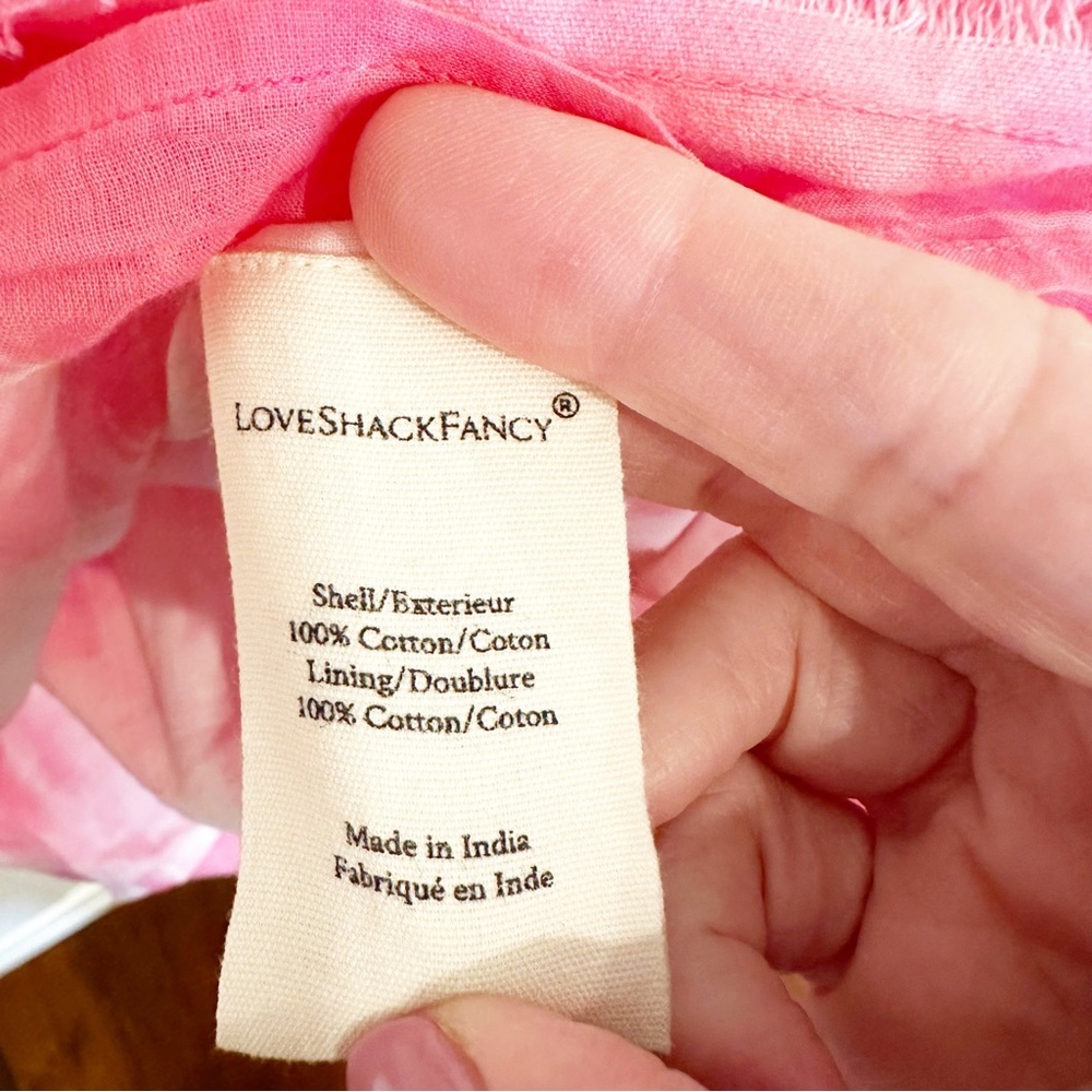 LoveShackFancy Landen Women’s Pink Tie Dye Tiered Ruffle Mini Skirt Cotton Y2K - Picture 5 of 12
